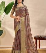 Multicolor printed art silk designer pallu saree