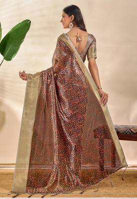 Multicolor printed art silk designer pallu saree 3