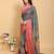 Grey printed art silk designer pallu saree