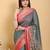Grey printed art silk designer pallu saree
