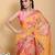 Orange printed art silk designer pallu saree