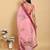 Baby pink printed art silk designer pallu saree
