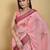 Baby pink printed art silk designer pallu saree