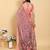 Baby pink printed art silk designer pallu saree