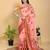 Peach printed art silk designer pallu saree
