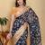 Black printed art silk designer pallu saree