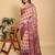Peach printed art silk designer pallu saree