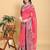 Hot pink printed art silk designer pallu saree