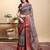 Grey printed art silk designer pallu saree