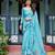 Sky blue printed art silk designer pallu saree