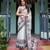 White printed art silk designer pallu saree