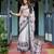 White printed art silk designer pallu saree