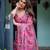 Pink printed art silk designer pallu saree