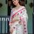 White printed art silk designer pallu saree