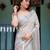Light grey printed art silk designer pallu saree