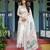 White printed art silk designer pallu saree