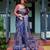 Blue printed art silk designer pallu saree