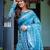 Sky blue printed art silk designer pallu saree