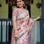 White printed art silk designer pallu saree