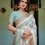White printed art silk designer pallu saree