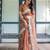 Brown printed art silk designer pallu saree