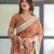 Brown printed art silk designer pallu saree