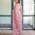 Baby pink printed art silk designer pallu saree