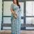 Light sky blue printed art silk designer pallu saree