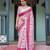 Baby pink printed art silk designer pallu saree