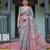 Grey printed art silk designer pallu saree
