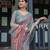Grey printed art silk designer pallu saree
