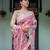 Baby pink printed art silk designer pallu saree