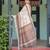 Cream printed art silk designer pallu saree