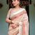 Cream printed art silk designer pallu saree