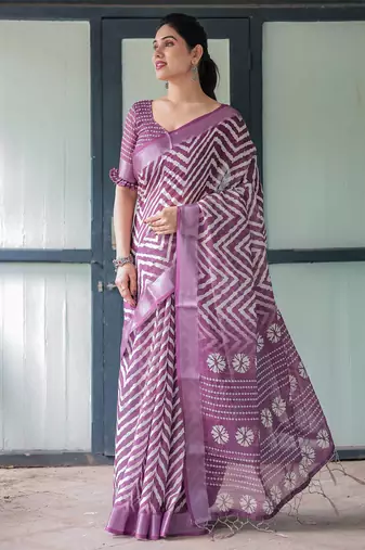 Wine printed art silk designer pallu saree