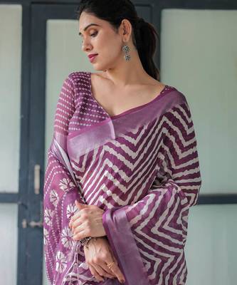 Wine printed art silk designer pallu saree 4