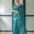 Teal printed art silk designer pallu saree