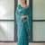 Teal printed art silk designer pallu saree