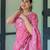 Pink printed art silk designer pallu saree