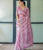 Onion pink printed art silk designer pallu saree