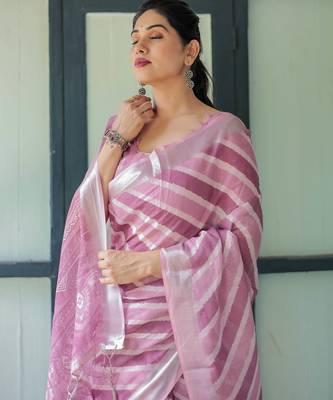 Onion pink printed art silk designer pallu saree 5