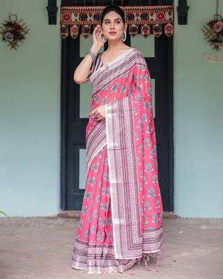 Black printed art silk designer pallu saree 2