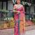 Pink printed art silk designer pallu saree