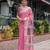 Baby pink printed art silk designer pallu saree
