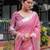Baby pink printed art silk designer pallu saree
