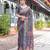 Grey printed art silk designer pallu saree
