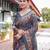 Grey printed art silk designer pallu saree
