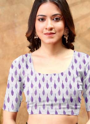Purple printed art silk designer pallu saree 5