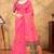 Hot pink printed art silk designer pallu saree