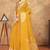 Yellow printed art silk designer pallu saree